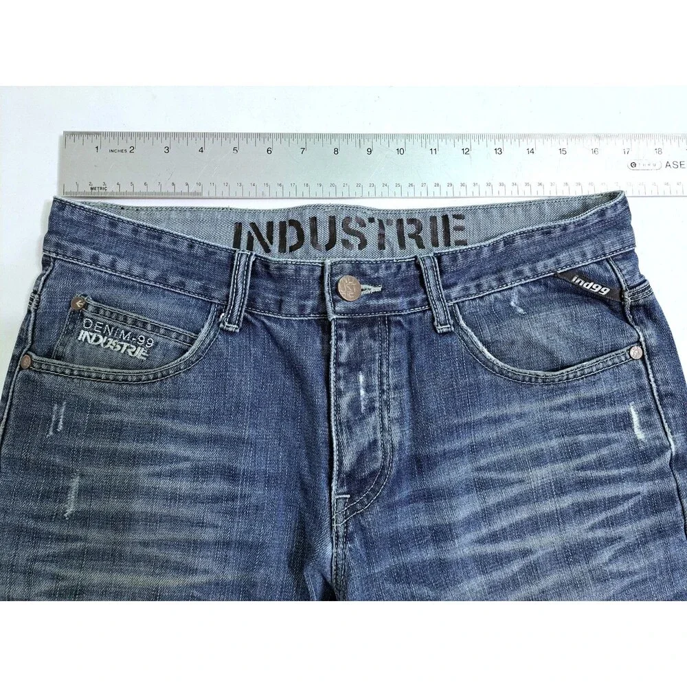 Industrie 99 Men’s 32 Vintage Y2K 90s Denim Blue Distressed Shorts